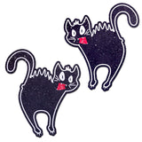 Pastease Scaredy Cat Hissing Kitty design featuring two playful black cats with glittery texture.