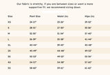 Size chart for Shinesty Chest Mate Checkered Ball Hammock Pouch Underwear L with measurements for various sizes.