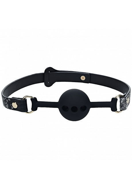 Ouch Florence Collection Silicone Ball Gag Black with adjustable straps and soft silicone ball for comfortable wear.