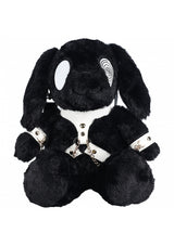 S-Line Bunny Backpack Circle Eye Large Black plush toy with distinctive circle eye and stylish accessories.