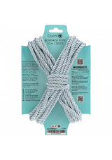 Ouch Bondage Rope 10 Meters Powder Blue packaging, showcasing the silky smooth rope, ideal for bondage play.