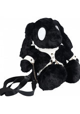 S-Line Bunny Backpack Circle Eye Large Black plush bunny bag with circle eyes and stylish strap.