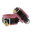 Strict Leather Pink and Black Deluxe Locking Ankle Cuffs for comfort and security in bondage play.