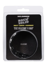 Rock Solid Silicone 5 Snap Adjustable Cock Ring Translucent clear packaging showcasing the product.