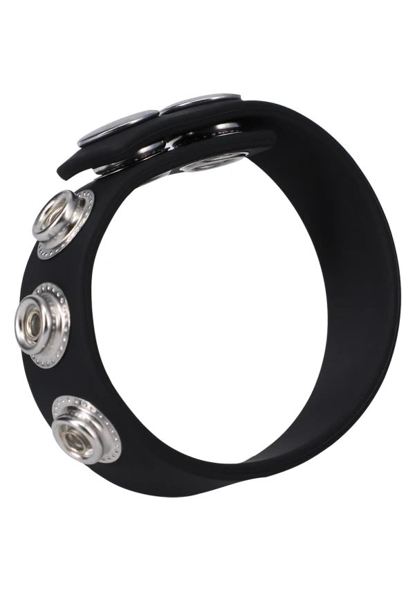 Rock Solid Silicone 5 Snap Adjustable Cock Ring Translucent showcasing adjustable snap design for comfortable fit.