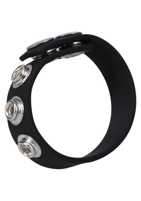 Rock Solid Silicone 5 Snap Adjustable Cock Ring Translucent showcasing adjustable snap design for comfortable fit.