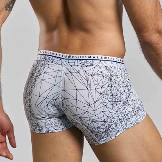 Male Basics Hipster Trunk Spider Large in geometric design, providing comfort and modern style in men's underwear.