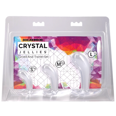 Crystal Jellies Curved Anal Trainer Set Clear with three sizes for gradual anal training