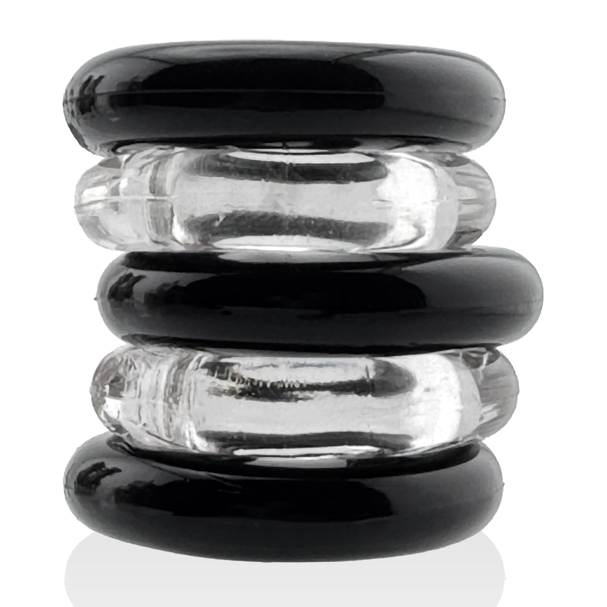 Oxballs Jacker 5-Stack Five-Pack Tube Super-Strong Cockrings stacked for versatile play and comfort.