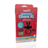 Screaming O Remote Controlled Ohare XL Vibrating Ring Black packaging featuring a wearable rabbit vibe and remote control design.