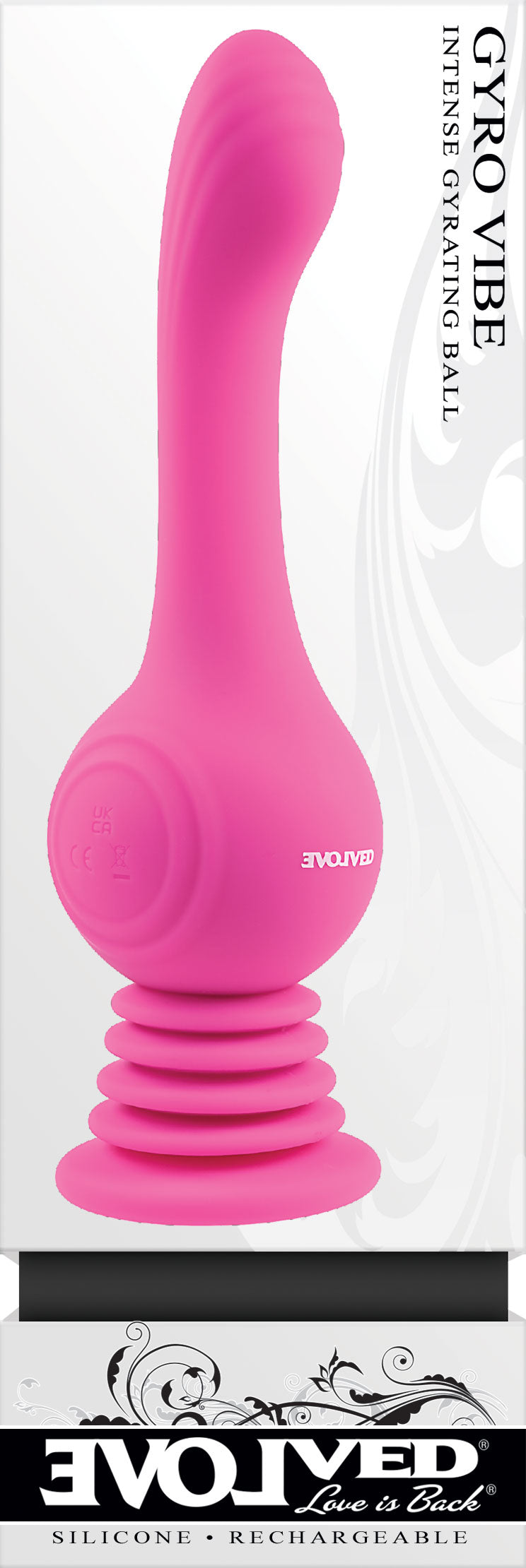 Gyro Vibe Silicone Suction Cup Vibrator Pink featuring a sleek design and textured shaft for intense pleasure.