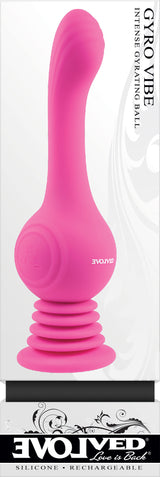 Gyro Vibe Silicone Suction Cup Vibrator Pink featuring a sleek design and textured shaft for intense pleasure.
