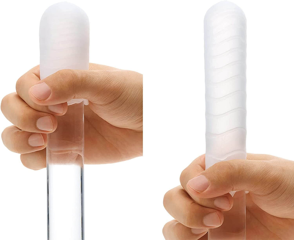 Pocket Tenga Cold Spark Disposable Masturbator held in hand showcasing its design and texture.
