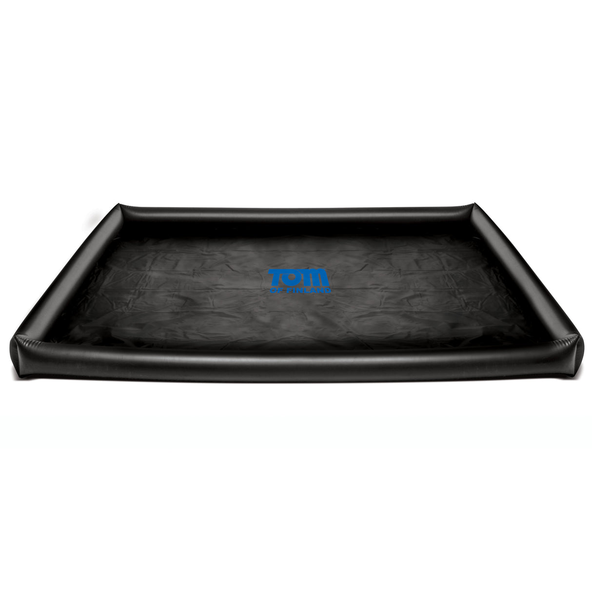 Tom of Finland Water Sports Sheet in black with inflatable edges for wet and messy play protection.