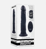 Evolved Black Thunder Vibrating Silicone Dildo Remote packaging showcasing realistic design and remote control features.