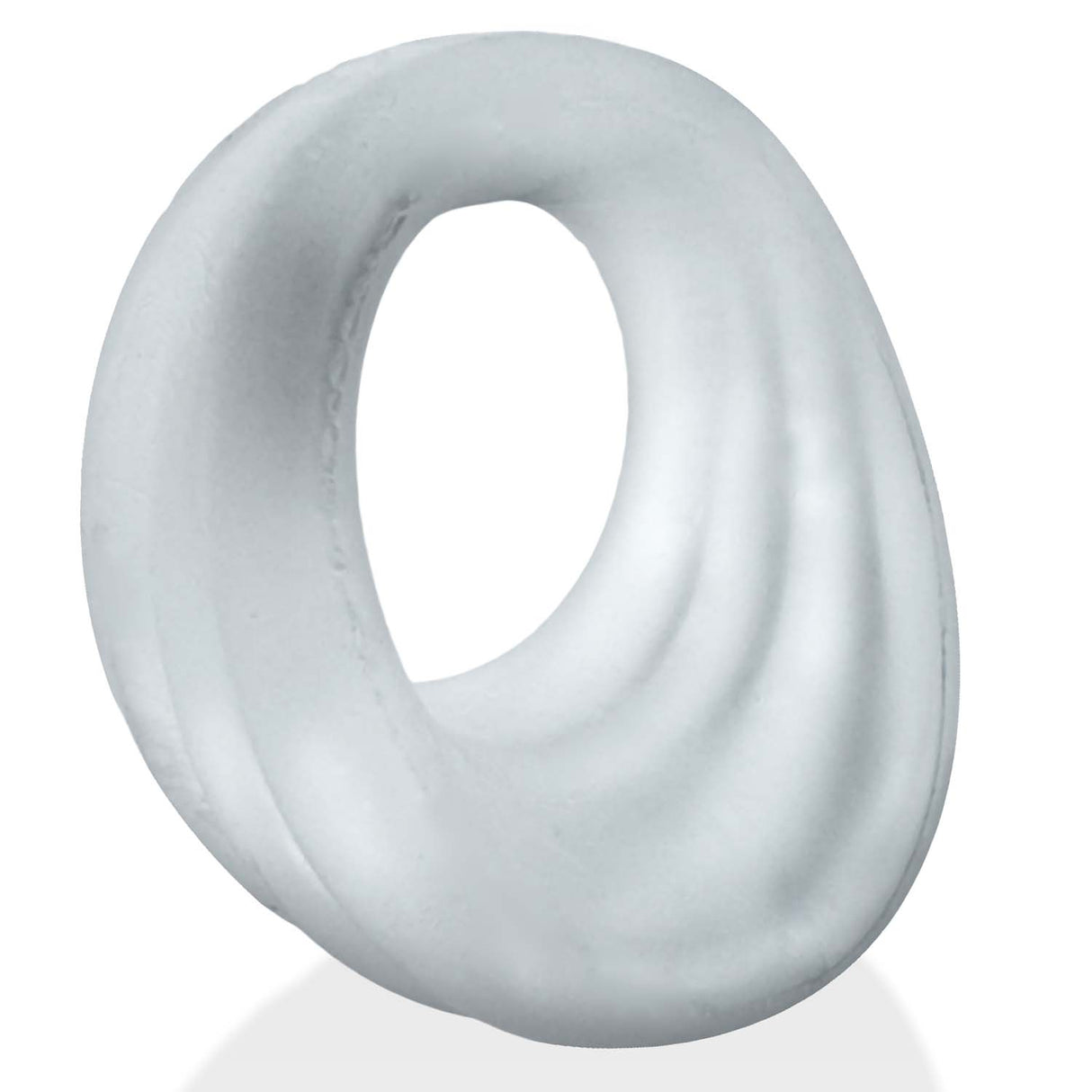 Oxballs Expander Slimmer Scoop Style Cockring Clear Steam featuring a smooth, ribbed design in a clear finish.