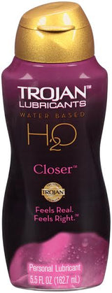 Trojan Lubricants H2O Closer 5.5 Oz personal lubricant bottle with water-based formula.