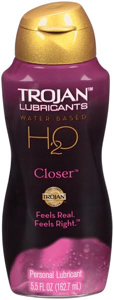 Trojan Lubricants H2O Closer 5.5 Oz personal lubricant bottle with water-based formula.