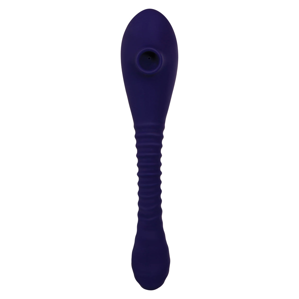 Bendable Sucker Dual End Silicone Vibrator Purple showing its unique double-ended design.
