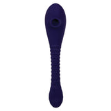 Bendable Sucker Dual End Silicone Vibrator Purple showing its unique double-ended design.