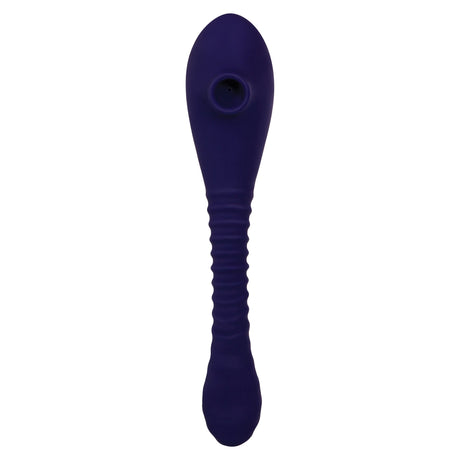 Bendable Sucker Dual End Silicone Vibrator Purple showing its unique double-ended design.