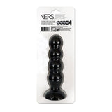 Vers Liquid Silicone Suction Anal Plug Black packaging showcasing the premium anal pleasure toy with a unique design.