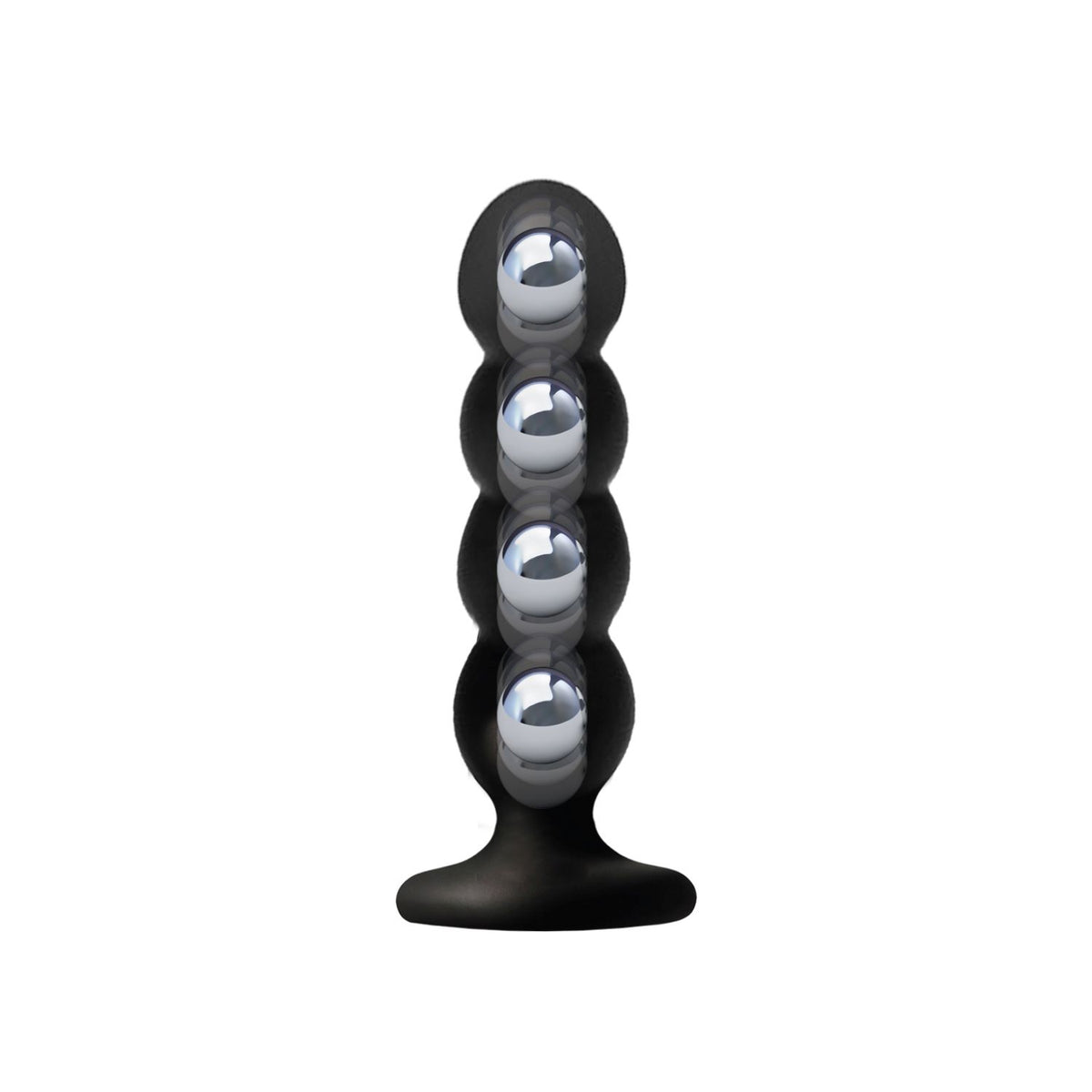 Vers Liquid Silicone Suction Anal Plug Black featuring heavy steel motion balls for enhanced pleasure.