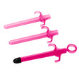 Trinity Vibes Lubricant Launcher 3 Pack Pink in various sizes, designed for easy application of lubricant.