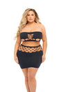 Pink Lipstick Net Worth 2pc Bandeau Set Queen Black on a model showcasing stylish curve-hugging design.