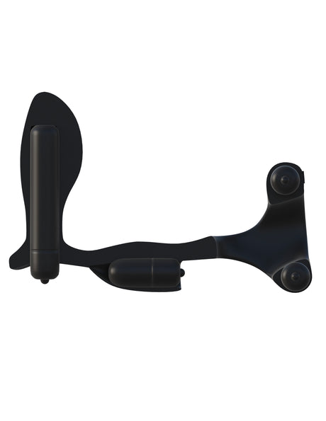 Fantasy C-Ringz Ultimate Ass Gasm Cock Ring Black features multiple vibrating bullets for enhanced pleasure.
