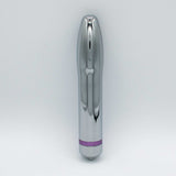 Like A Kitten Fly Me to the Moon Metal Vibrator, sleek rocket-inspired massager with a smooth aluminum finish.