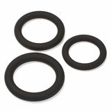 Pro Sensual Premium Silicone 6 inch Dong & Cock Rings Light set featuring three versatile black silicone cock rings.