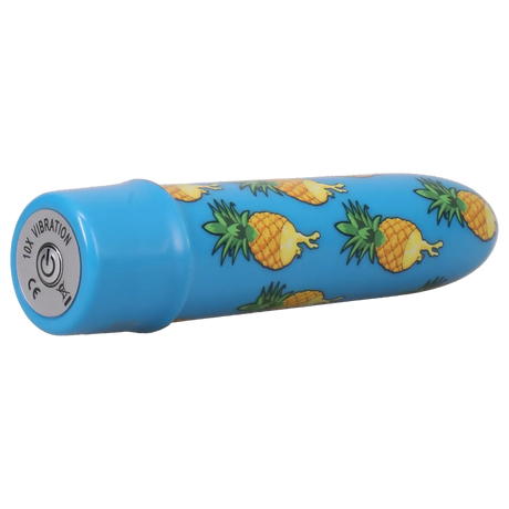 Goodhead Buzz Buddies 5 Inch Multi-Speed Vibe Pineapple with cheerful pineapple design and blue body for fun pleasure.
