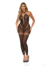 Pink Lipstick Take You There Bodystocking One Size Black showcasing a sexy full-body look in black stretchy fabric.