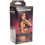 Signature Strokers Karlie Redd Ultraskyn Pocket Pussy packaging featuring Carlile Redd in lingerie.