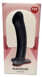 Fun Factory Magnum G-Spot Dildo Black in packaging, showcasing its ergonomic design and premium silicone.