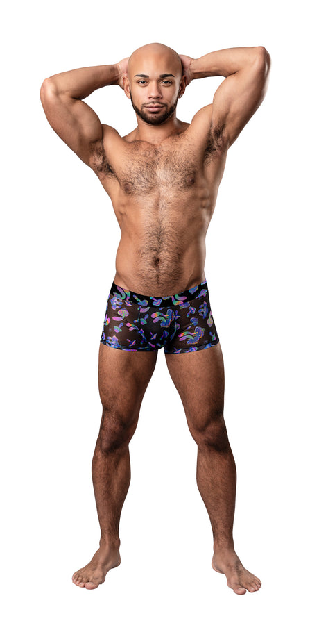 Male Power Hazy Dayz Pouch Short Medium Mushroom on a model striking a powerful pose showcasing the stylish design.