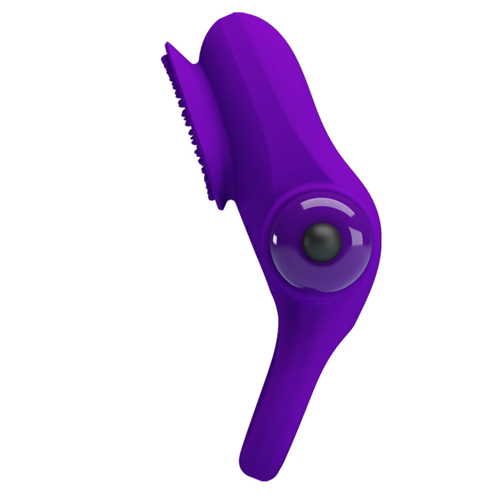 Pretty Love Vibrating Cock Ring II Purple side view showcasing the sleek design and powerful bullet for enhanced stimulation.