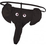 Hott Products Elephant Thong Black One Size featuring playful elephant trunk design and soft cotton fabric.