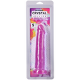 Crystal Jellies Realistic Cock 9 Inch Purple in packaging with vibrant colors and realistic design details.