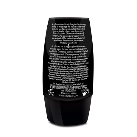 Shunga Secret Garden Clitoral Gel 1 Oz bottle with usage instructions for enhancing intimacy and arousal.