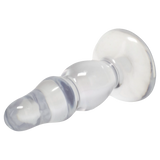 Crystal Jellies Novice Pop Plug 4 Inch Clear designed for beginners, made of flexible and clear jelly material.