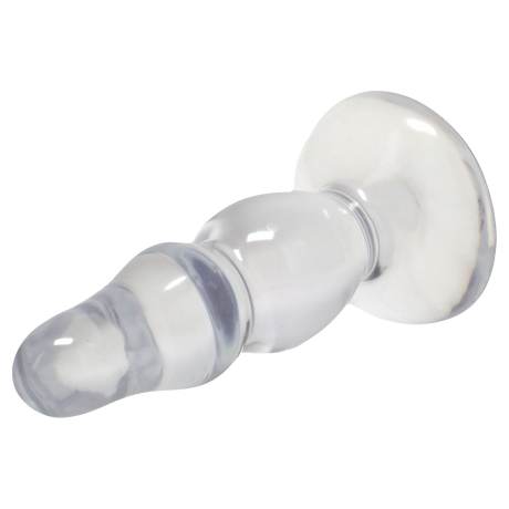 Crystal Jellies Novice Pop Plug 4 Inch Clear designed for beginners, made of flexible and clear jelly material.
