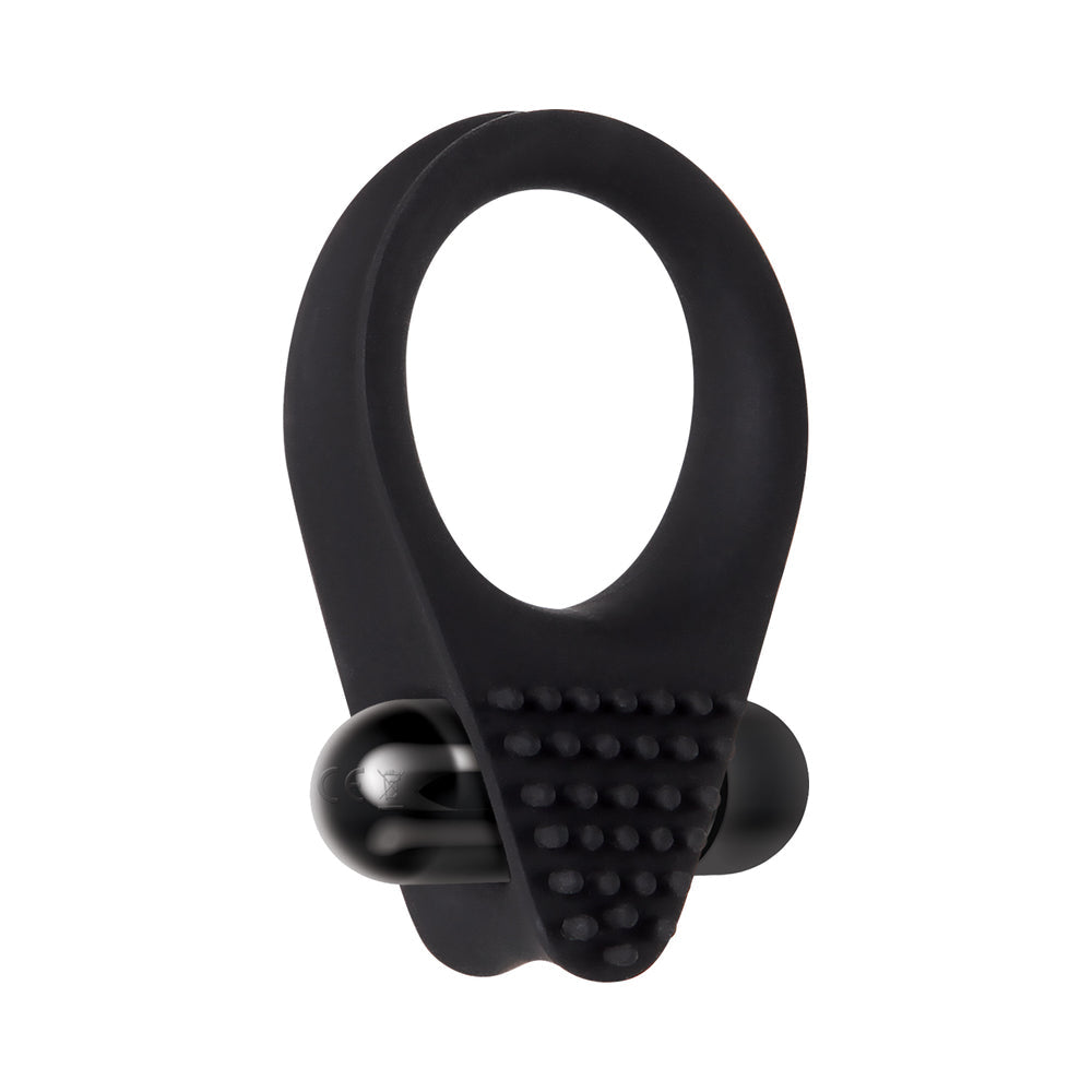 Zero Tolerance Black Knight vibrating cock ring for enhanced pleasure and longer-lasting erections, featuring pleasure nubs.