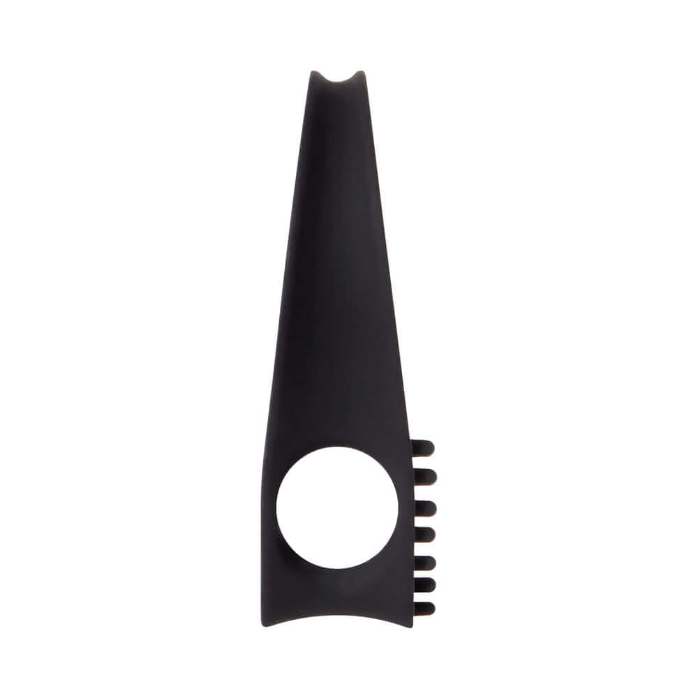 Zero Tolerance Black Knight Vibrating Cockring showing sleek black design and stimulating pleasure nubs.