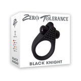 Zero Tolerance Black Knight Vibrating Cockring packaging showcasing its design and features.