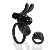 Screaming O Remote Controlled Ohare XL Vibrating Ring Black showcasing unique design and double cock ring feature.