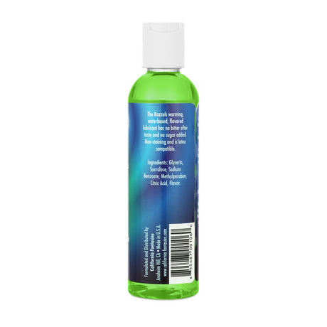 Razzels Warming Lubricant Green Apple 4 Oz bottle with ingredients and usage instructions on label.